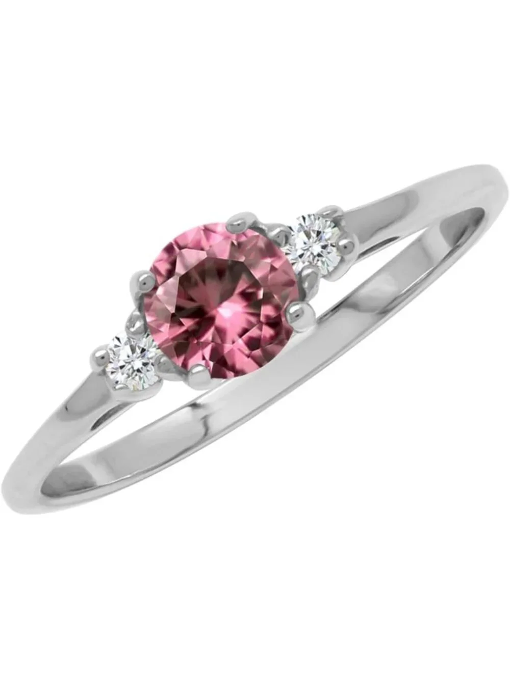Petite Round Gemstone Birthstone Ring in White/Yellow Gold Plated 925 Silver